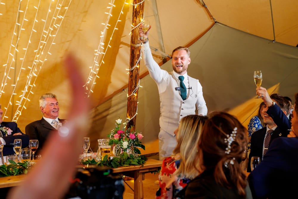 groom cheering