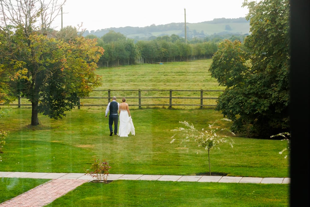 bride and groom outside together