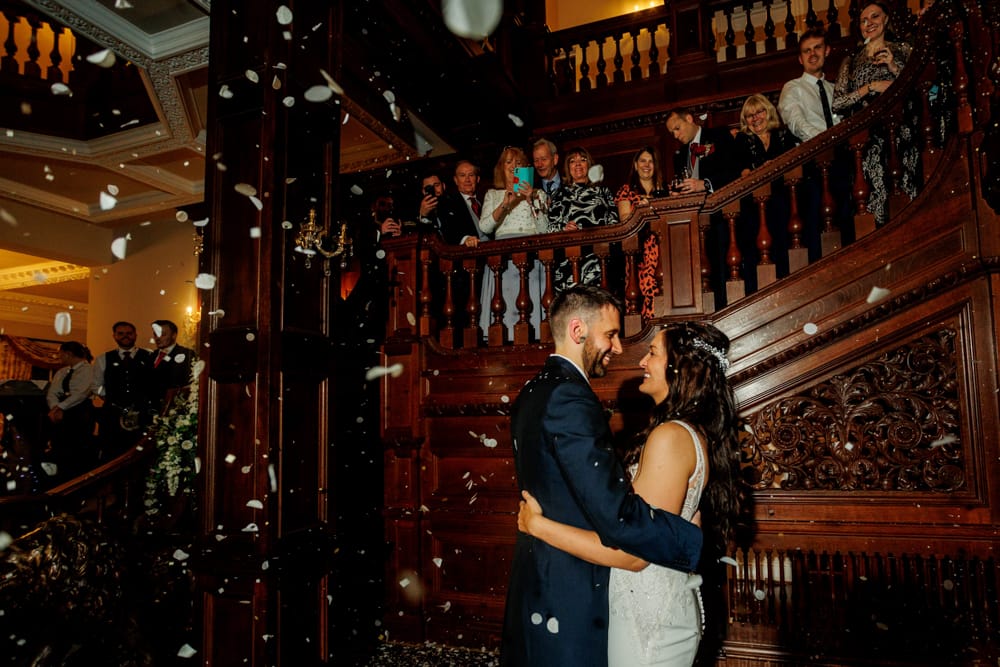 bride and groom dancing