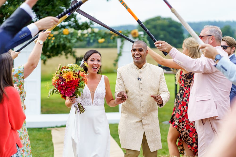 bride and groom leaving ceremony