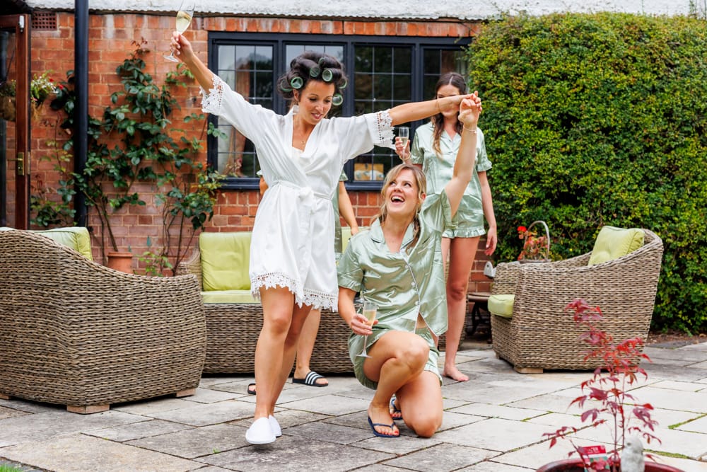 excited bridal party celebrating
